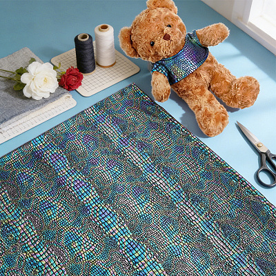 Polyester Elastic Fabric with Crocodile Pattern DIY-PH0036-91B-1