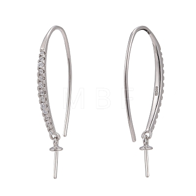 Anti-Tarnish Rhodium Plated 925 Sterling Silver Micro Pave Cubic Zirconia Earring Hooks STER-F041-88P-1