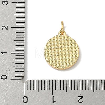 Brass Pave Natural Shell Flat Round with Letter Charms KK-Z115-13G-F-1