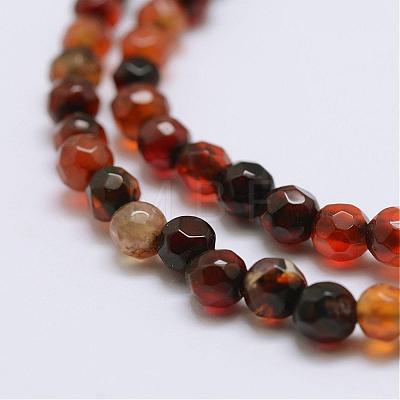 Faceted Natural Agate Beads Strands G-F447-4mm-C02-1