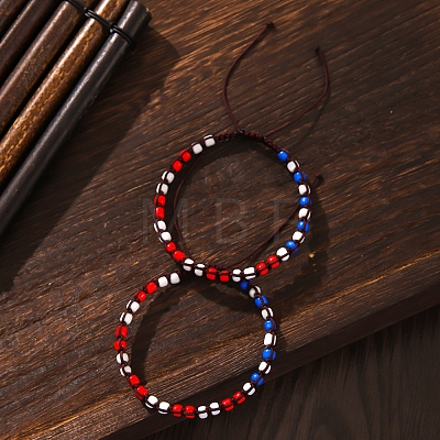 Adjustable Glass Seed Braided Bead Bracelets PW-WG3908F-01-1