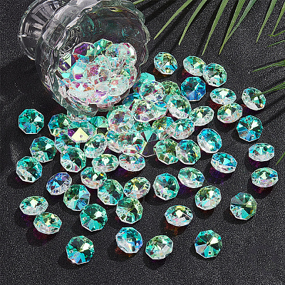 80Pcs Octagon Sew on Glass Rhinestone GLAA-SP0001-82B-01-1