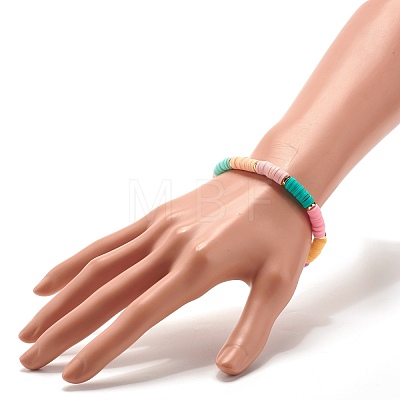 Synthetic Hematite & Polymer Clay Heishi Beads Stretch Bracelet BJEW-JB07379-1