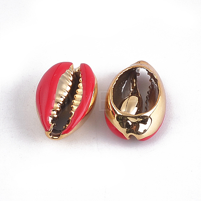Electroplated Cowrie Shell Beads SSHEL-T008-11G-1