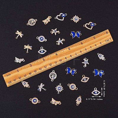 40Pcs Alloy Eye Charms Pendants Mixed Enamel Eye Charm Rhinestone Diamond Evil Eye Link Charm for Jewelry Necklace Earring Making Crafts JX225A-1
