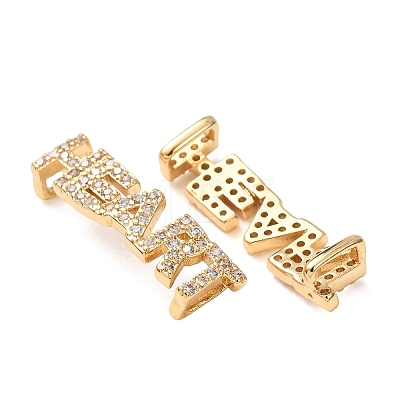 Brass Micro Pave Clear Cubic Zirconia Word HEART Links Connector Charms KK-K002-32D-G-1
