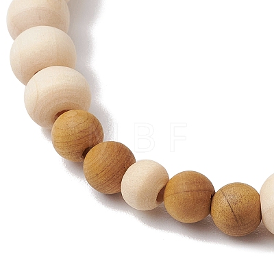 Wood Beads Stretch Couples Bracelets BJEW-JB11289-01-1