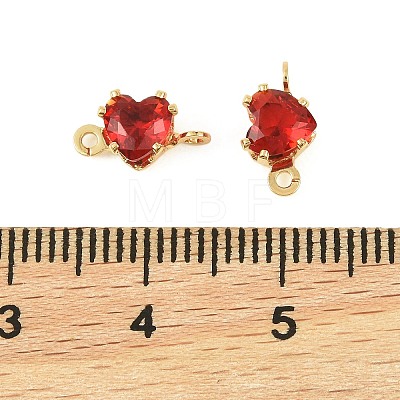 Brass Pave Cubic Zirconia Heart Connector Charms KK-P347-02G-03-1