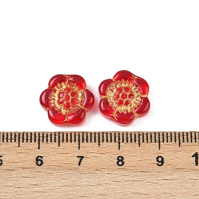 Baking Paint and Golden Metal Enlaced Glass Beads X-DGLA-T004-10F-1