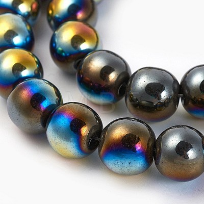 Electroplated Non-magnetic Synthetic Hematite Beads Strands G-P408-A-2mm-1