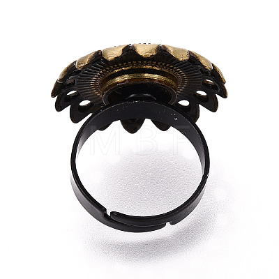 Adjustable Flower Alloy & Iron Bezel Cup Ring Base with Rotatable Tray MAK-T012-08AB-1