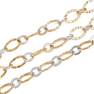 Two Tone 304 Stainless Steel Textured Oval Link Chains CHS-P028-11A-1