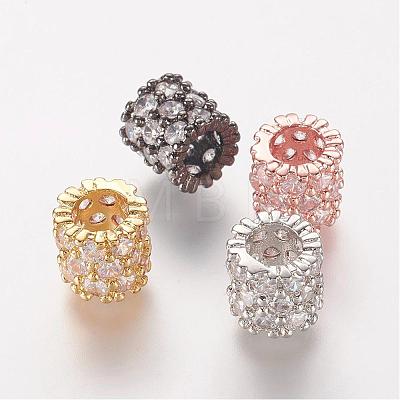 Brass Micro Pave Cubic Zirconia European Beads ZIRC-K063-39-1