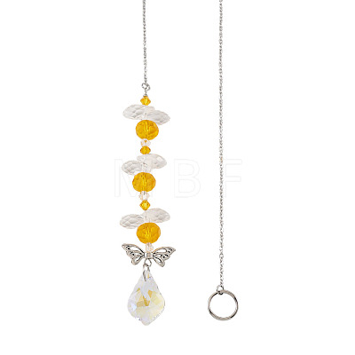 3Pcs Leaf Glass Hanging Suncatchers HJEW-TADJ0015-1