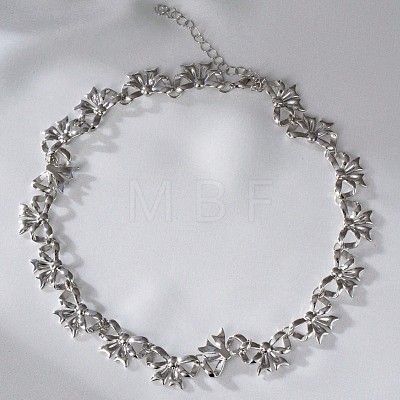 Zinc Alloy Bowknot Link Chain Necklaces for Women WGC55C3-01-1