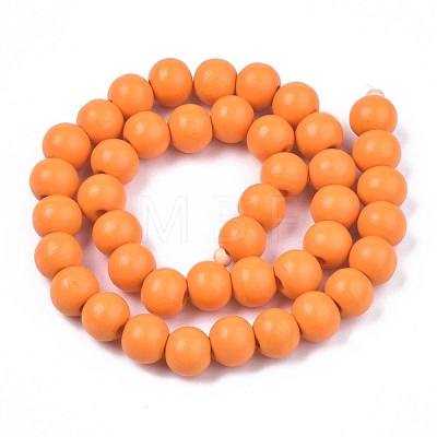 Painted Natural Wood Beads Strands WOOD-S053-54I-1