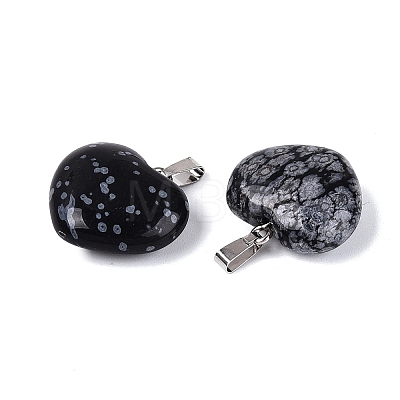 Natural Snowflake Obsidian Pendants G-N362-05P-01-1