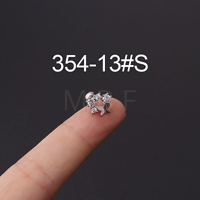 316L Stainless Steel Micro Pave Cubic Zirconia Cartilage Earrings WG094CA-13-1