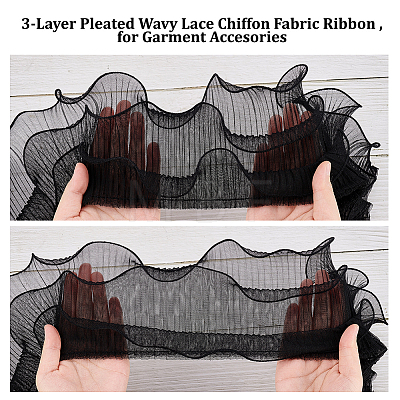 3 Layers Ruffled Polyester Ribbon OCOR-WH0047-65-1