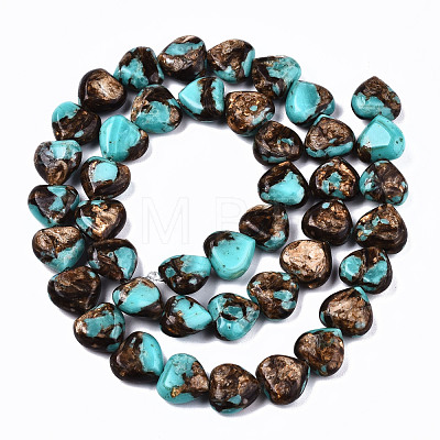 Assembled Natural Bronzite and Synthetic Turquoise Beads Strands G-S366-064-1
