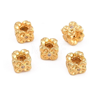 Brass Micro Pave Clear Cubic Zirconia Beads KK-Z162-09G-1
