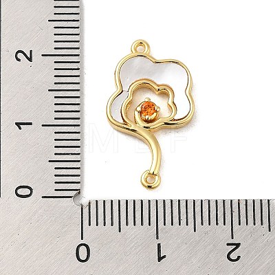 Brass Pave Orange Red Cubic Zirconia Connector Charms ZIRC-P110-04G-1