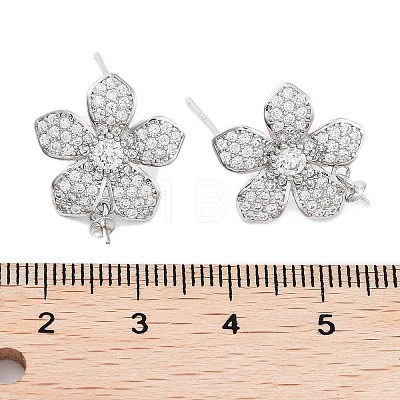925 Sterling Silver with Cubic Zirconia Stud Earrings Findings EJEW-B038-09P-1