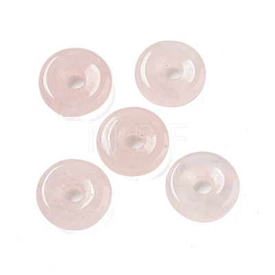 Natural Rose Quartz Donut/Pi Disc Charms G-G142-01B-1