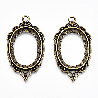 Zinc Alloy Link Cabochon Settings PALLOY-WH0001-35AB-1