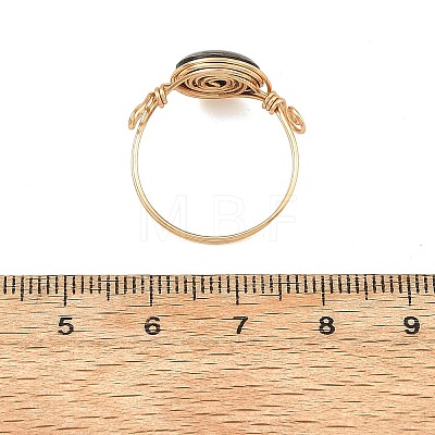 3Pcs Natural Paua Shell with Copper Wire Finger Rings for Women RJEW-JR01112-1