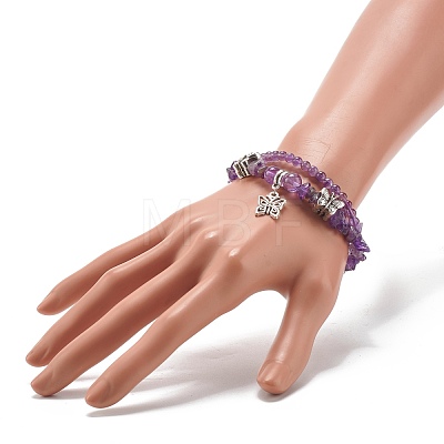 Mixed Stone Chip Beads Reiki Healing Multi-strand Bracelet BJEW-JB07052-M-1