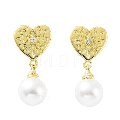 Heart Rack Plating Brass Studs Earrings for Women KK-Z038-03G-1
