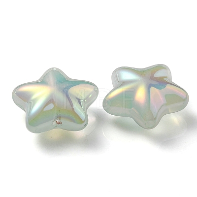 UV Plating Rainbow Iridescent Imitation Jelly Acrylic Beads OACR-C007-07A-1