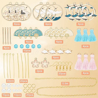 DIY Fan Bird Flower Dangle Earring Making Kit DIY-SC0020-40-1