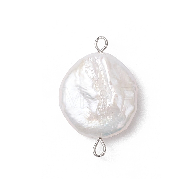 Natural Keshi Pearl Connector Charms PALLOY-JF04188-01-1