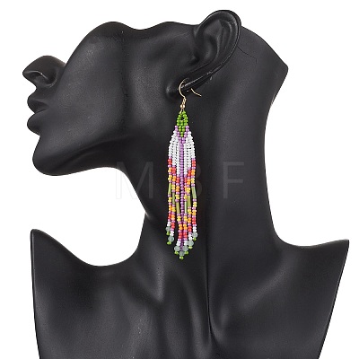 Handmade Glass Seed Beads Arrow Dangle Earrings EJEW-MZ00539-01-1