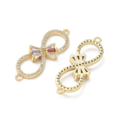 Brass Micro Pave Cubic Zirconia Bowknot Infinity Connector Charms KK-P350-23G-1