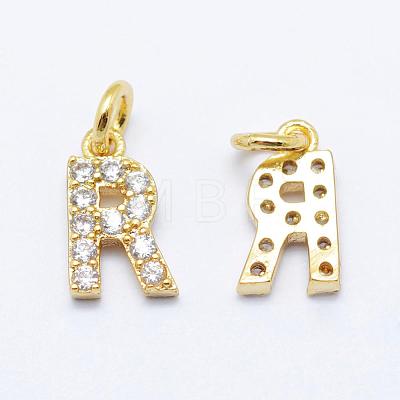 Brass Micro Pave Grade AAA Cubic Zirconia Charms ZIRC-P067-11G-R-NR-1