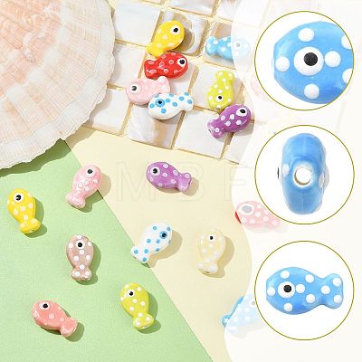 20Pcs 10 Colors Handmade Porcelain Beads PORC-FS0001-64-1