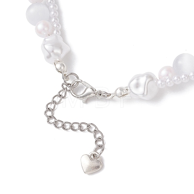 Plastic Imitation Pearl with Cat Eye Round and Nuggets Beaded Necklaces for Women NJEW-JN05714-1