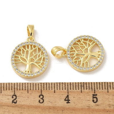 Brass Micro Pave Cubic Zirconia Pendents KK-R210-21G-01-1