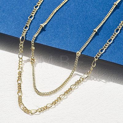 Brass Double Layer Necklaces NJEW-D302-53G-1