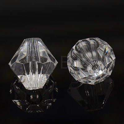 Faceted Bicone Transparent Acrylic Beads DBB18MM01-1
