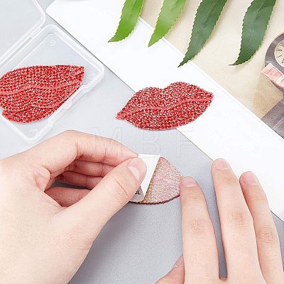 Lip Shape Glass Rhinestone Car Stickers DIY-FH0001-011-1