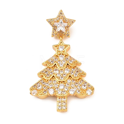 Christmas Brass Micro Pave Cubic Zirconia Pendants KK-F922-01G-1