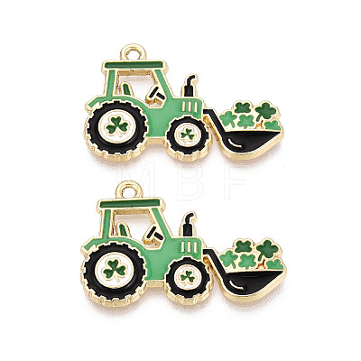 Saint Patrick's Day Alloy Enamel Pendants ENAM-T024-50A-G-1