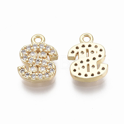 Brass Micro Pave Clear Cubic Zirconia Charms KK-R134-010-NF-1