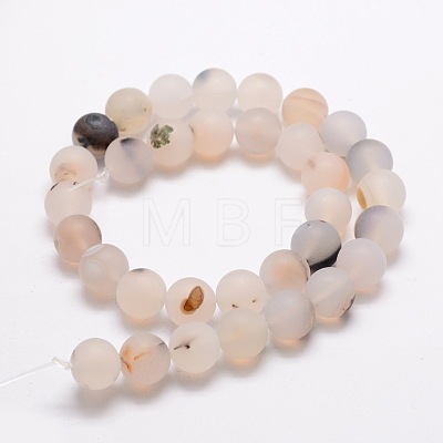 Frosted Natural Agate Round Beads Strands G-E322D-8mm-1