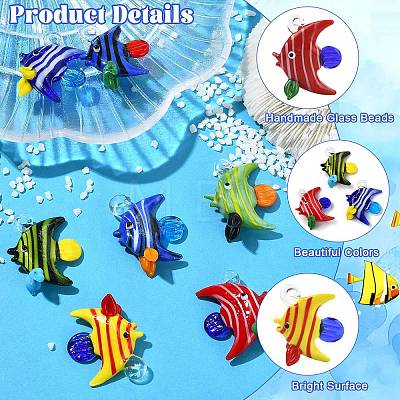 7Pcs 7 Colors Handmade Glass Pendants GLAA-CJ0002-99-1