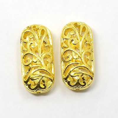 Mixed Color Alloy Filigree Hollow Beads TIBEB-X0017-1